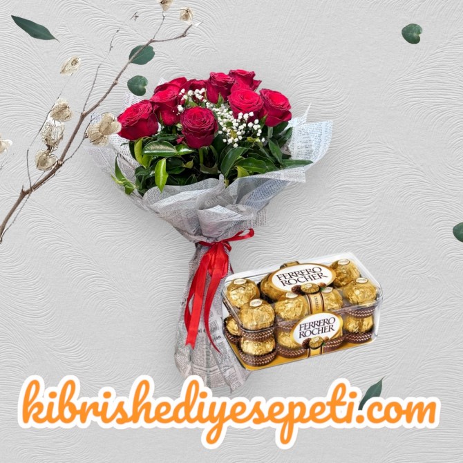 11 Kırmızı Gül Buketi ve Çikolata